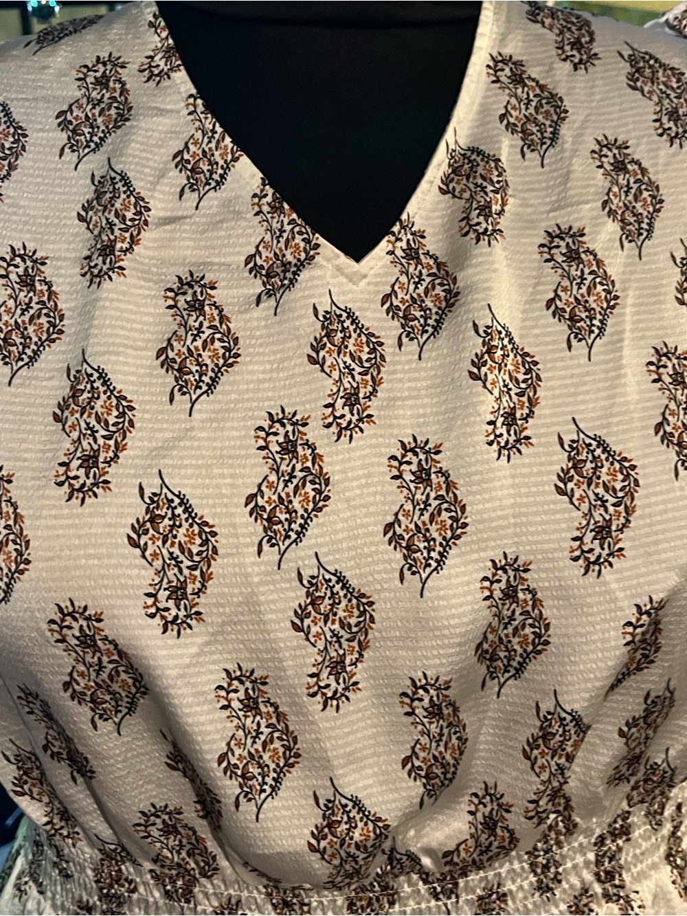 Cream Printed Ruffle-Hem Tunic with Tie-Back - Picture 2 of 6
